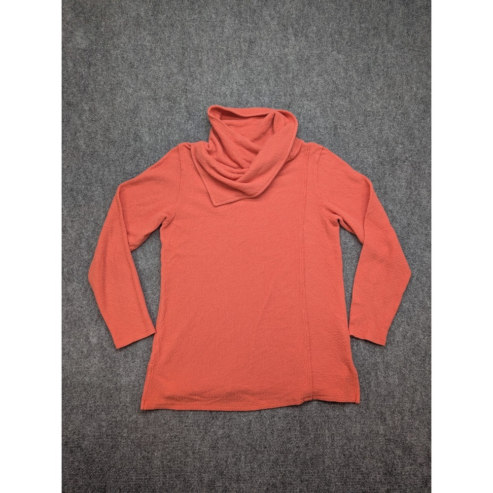 Soft Surroundings Women's Medium‎ Cowl Neck Coral Textured Playa Pullover Tunic
